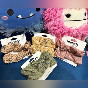 Fashion Hair Scrunchies (2)- Select Your Color: Tan, Yellow, Pink, Green NIB
